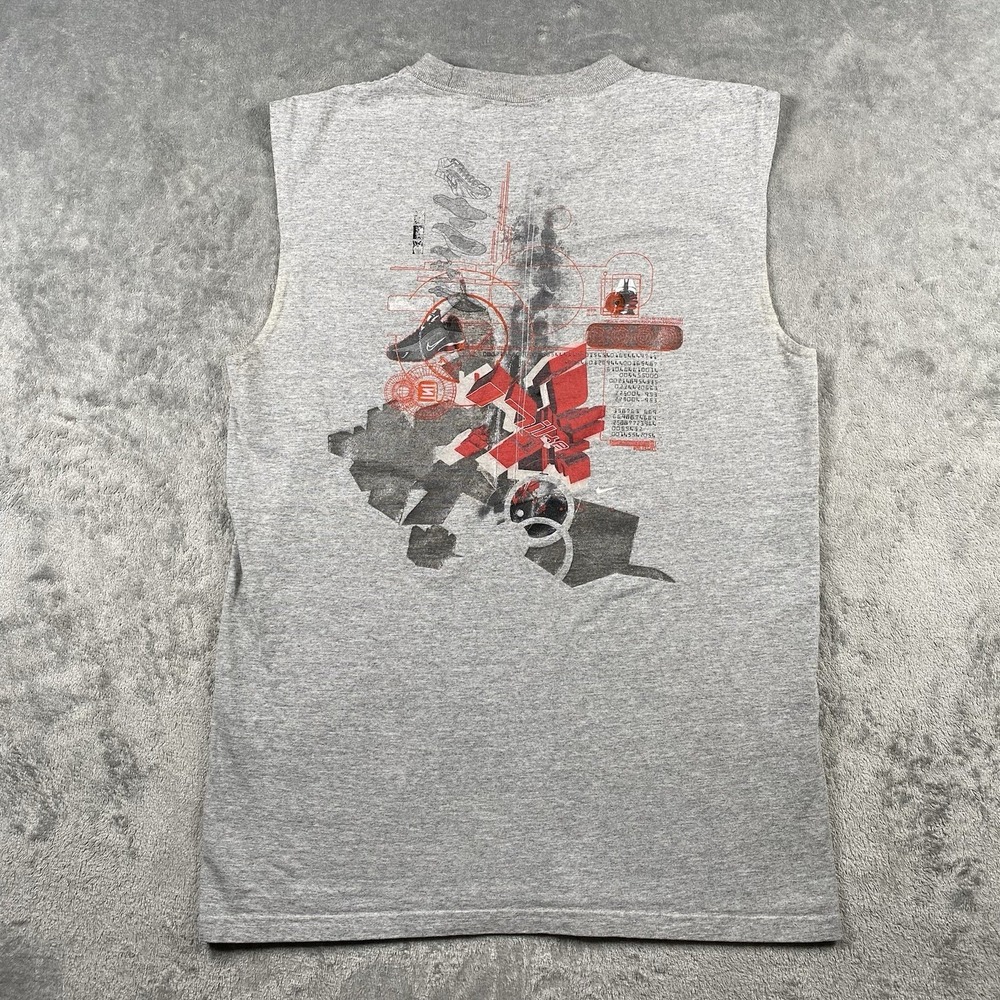 Vtg Nike Shox Shirt Mens Size Small Grey Boing Sleeveless Graphic Print Tank USA